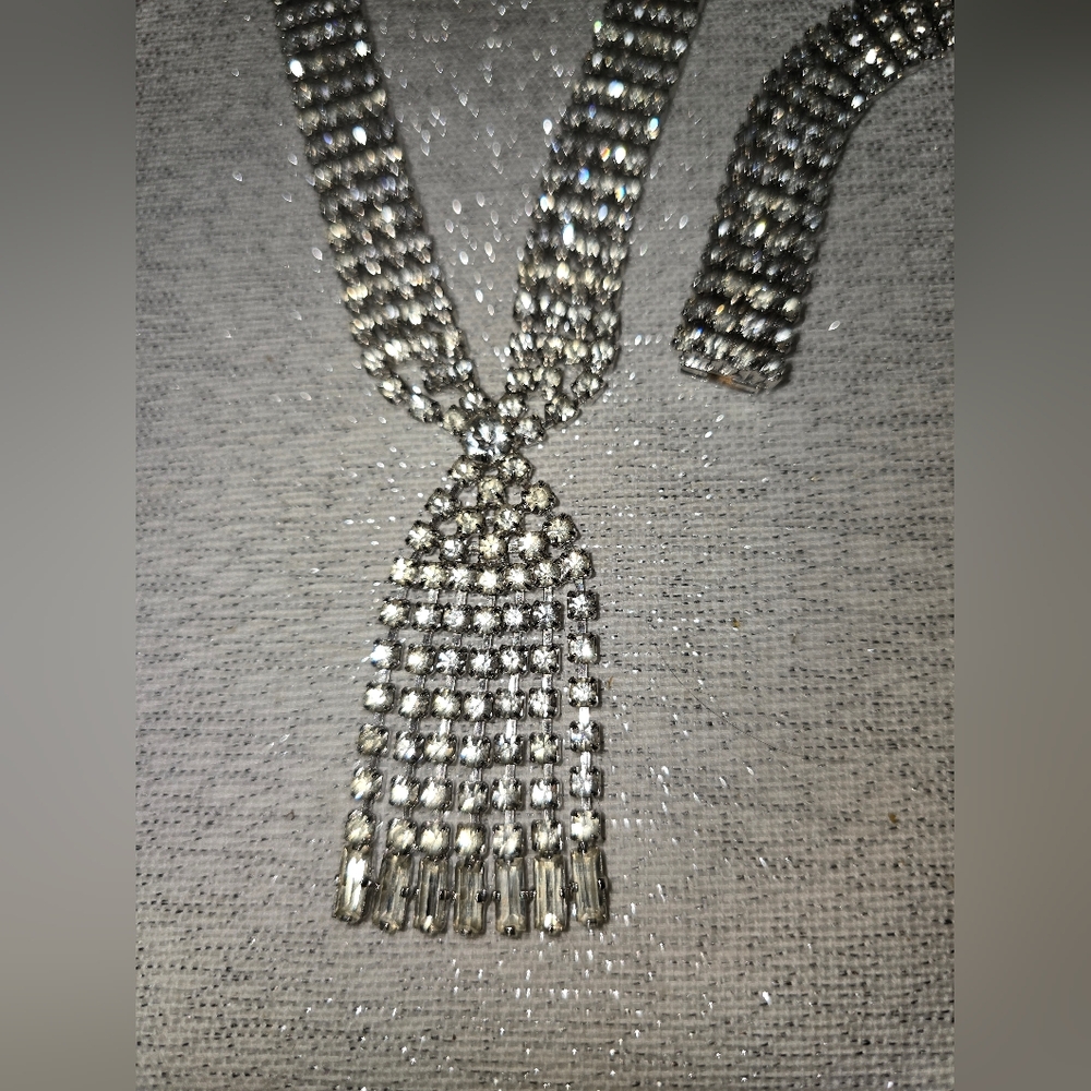Vtg. 1950's Rhinestine Sparkly Duo Set Necklace & Bracelet